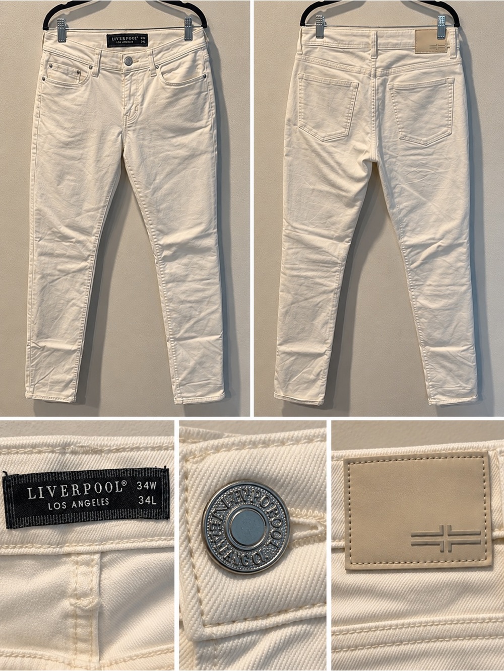 Liverpool Men's Cream Skinny Jeans